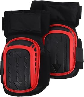 Ciieeo Professional Non-slip Thick Foam Contractor Knee Pads with Extended Red Gel Cushion Adjustable Straps for Construction, Roofing, and Gardening Workmen Protection