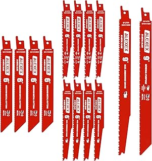 14 Piece Reciprocating Saw Blades Set, Bi-Metal Demolition Blades for Nail-Embedded Wood and Metal Cutting, General Purpose Cuts & Flush Cut, Variety TPI, 6'' and 9'' Length, for Diablo Sawzall Blades