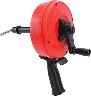 Pomya 25ft Drain Auger, 65 Manganese Steel Plumbing Snake with Drill Adapter, Manual or Drill Mode for 1/2 to 3 Inch Pipes, Toilet Bathtub Sink Sewer Drain Cleaner (5m Spring)