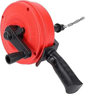 Pomya 25ft Drain Auger, 65 Manganese Steel Plumbing Snake with Drill Adapter, Manual or Drill Mode for 1/2 to 3 Inch Pipes, Toilet Bathtub Sink Sewer Drain Cleaner (10m Spring)