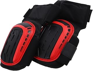 Kisangel Heavy Duty Ergonomic Knee Pads with Non-slip Straps and Thick Gel Cushion for Construction, Gardening, and Flooring Work – Extended Red Protective Guards for Men and Women