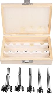 GALPADA 5pcs Forstner Drill Bit Set with Multi-Tooth Flat Wing Round Shank Woodworking Drill Bits for Hard Wood and Plastic Quick Cutting Industrial for Carpenter Use
