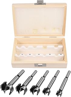 5pcs Multi-Tooth Forstner Wood Drill Bits Set Round Shank, Woodworking Hinge Cutter Drill Bits for Precise Wood Drilling and DIY Carpentry Projects