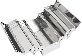 Uonlytech Stainless Steel Folding Tool Box Cantilever Toolbox Portable Tools Storage Case Three-layer Heavy-duty for Home and Workshop
