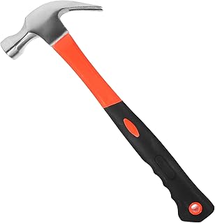 Carpenter Claw Hammer Fiberglass Handle Non-slip Grip 0.5kg Lightweight Nailing Hammer for Woodworking and Repairing Tasks