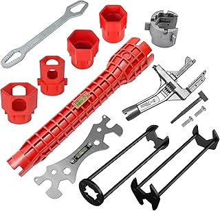 Basin Wrench Set, 6-Piece Sink Faucet Installation Tool Kit, 8-in-1 Adjustable Plumbing Spanner with Wide Jaw, 10-70mm Range