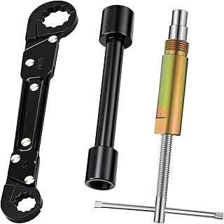 3 Pcs Plumbing Tools Angle Stop Wrench Kit With 5.9 In Wrench, Removal Tool, And Compression Sleeve Puller, Black Metal