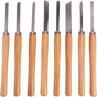 8 Pcs Wood Turning Chisels Set, High-Speed Steel, 14.2 In Wood Lathe Tool, Honed Blade, Hardwood Handle, For Woodworking