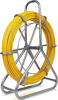 656FT Fiberglass Fish Tape 1/4 inch(6MM), High Strength Flexible Wire Puller, Non-Conductive Electrical Fish Tape for Wall/Conduit Cable Running Installation