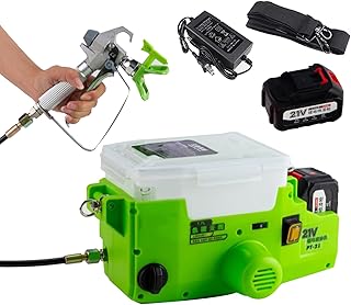 1.7L Portable Airless Sprayer, Lithium Battery 500W High-Pressure Paint Spraying Machine Painting Tool Electric Spray Gun Backpack (Green 1Battery)