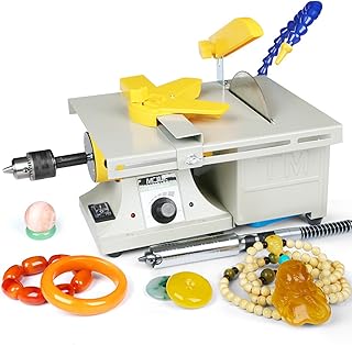 Rock Polishing Buffer Machine, 850W Bench Lathe Polisher with Speed Adjustable, Tabletop Lapidary Equipment with Flexible/Handle/Water Pipe for Grinding Cutting Drilling