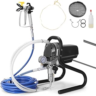 High Pressure Airless Sprayer 750W Electric Paint Spraying Machine - 6000PSI Wall Paint Sprayer with 10m Hose, Pressure Gauge,1.2L/Min Spray Gun for Home DIY Painting (Black)