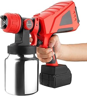 Electric Paint Sprayer 600W Cordless Gun with 3 Nozzles, 3 Spray Patterns, 2 Li-Ion Batteries, 1000ml Container