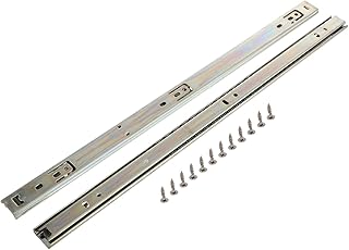 27mm Width Heavy Duty Ball Bearing Keyboard Drawer Slides, 2-Section Side Mount Cabinet Rails for Industrial Tool Cabinets and Computer Desk Trays, 450mm Zinc-Plated Black