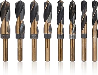 8pcs Straight Handle Steel Drill Bit Set for Metal, Wood Plastic, Spiral Flute Twist Drill Bits for Steel, Copper Cast Iron, Industrial Grade Drilling Tools with Aluminum Storage