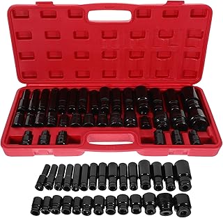 Vaguelly 35pcs Electric Impact Wrench Hex Socket Bit Set Carbon Steel with Storage Case, Sturdy Screwdriver Bit Replacement for Power Tools and Mechanics