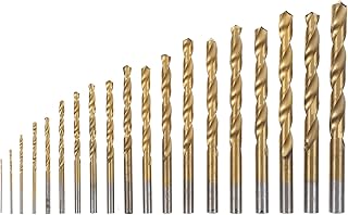 Operitacx 19pcs High-Speed Steel and Cobalt Twist Drill Bit Set, Titanium Coated Straight Shank Metal Drilling Bits Kit for Impact and Power Drills, Industrial and DIY Use