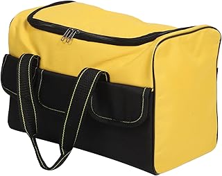 Large Capacity Tool Storage Bag Oxford Cloth Sturdy Work Tote with Wide Mouth Opening for Electricians and Woodworkers 16-inch Yellow Portable Tool Organizer