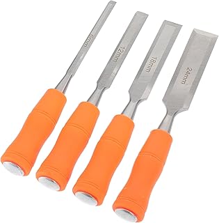 4pcs Wood Chisel Set 6mm-24mm with Comfortable Grip for DIY Woodworking Carving Tools Handheld Engraving Kit for Carpenters and Woodcraft Enthusiasts