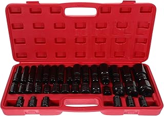 35pcs Hex Impact Socket Set with Carbon Steel Bits and Screwdriver Bit Replacements, Durable Drive Socket Heads in Plastic Case for Power Tools and Handheld Screwdrivers
