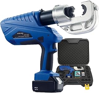 Electric Hydraulic Wire Crimper, Rechargeable Crimping Pliers for Copper and Aluminum Terminal, Crimp Range 10-300mm², with 12 Pairs of Dies